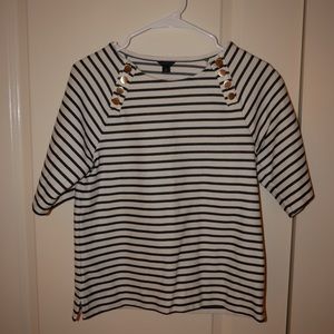 Ann Taylor nautical black stripe top